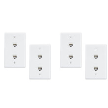 4 Pack 2 Port Ethernet Wall Plate, Cat6 Female to Female Wall Jack RJ45 Inline Coupler Wall Outlet, White