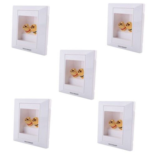 5X Wall Socket Connection Port with 2 Jack Speaker White