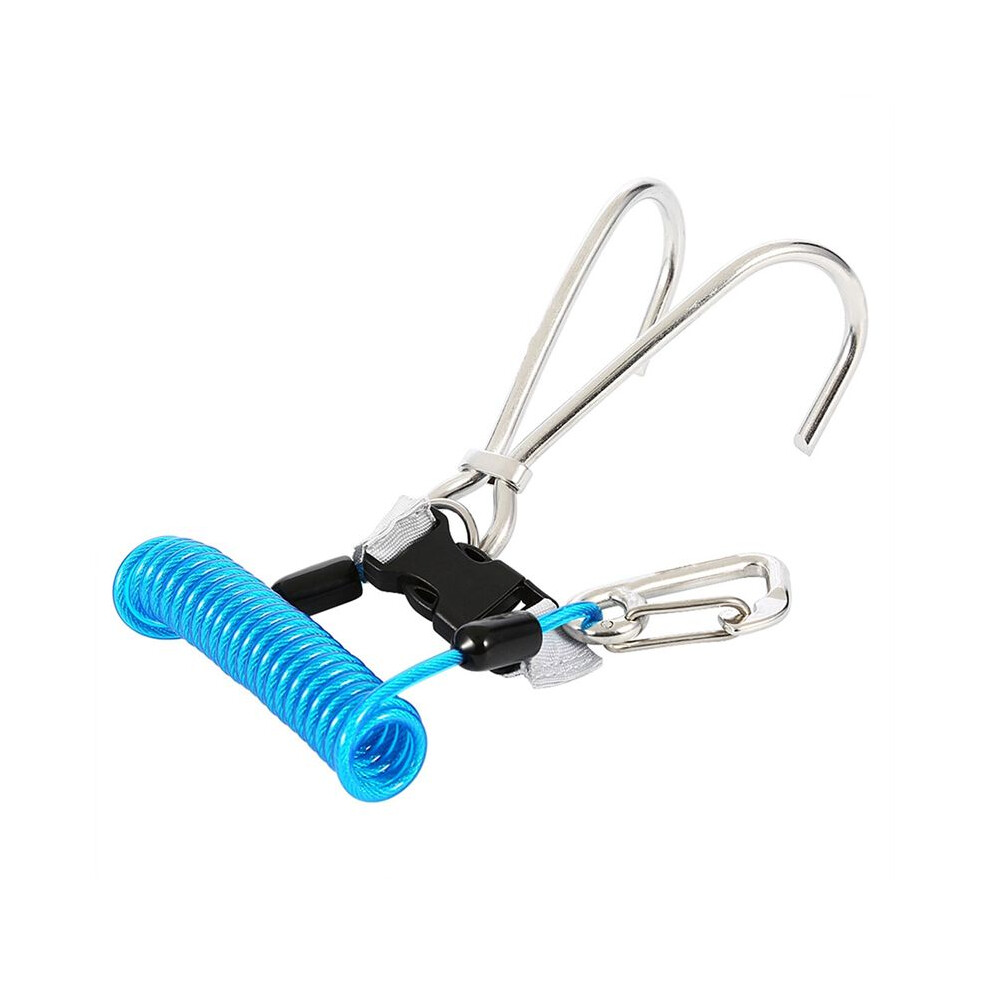 Drift Hook Spring Anti-Lost Rope Double End Diving Hook With Spiral Coil Lanyard Scuba Current Hook 4714078963049