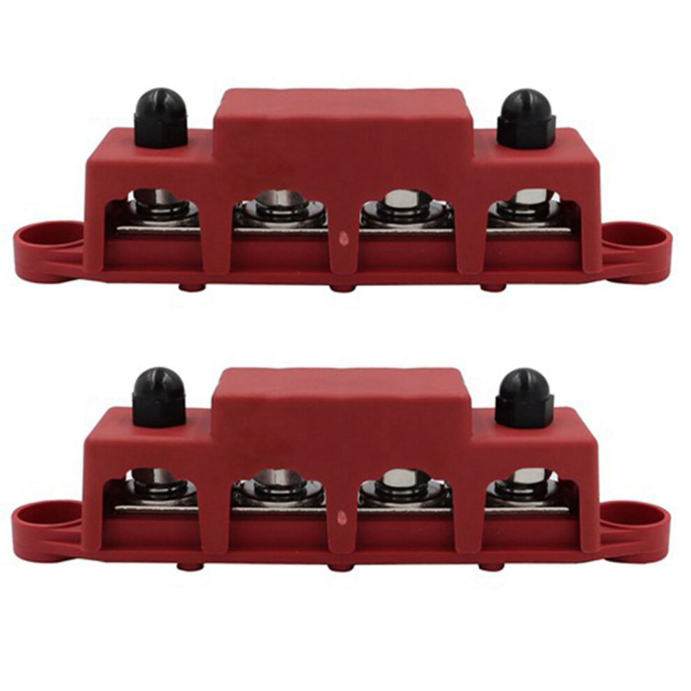 2X M8 48V 250A 4 Terminal Studs Busbar Power Distribution Block Busbar Box Car Rv Marine Cable Organizer Box 4712103941543
