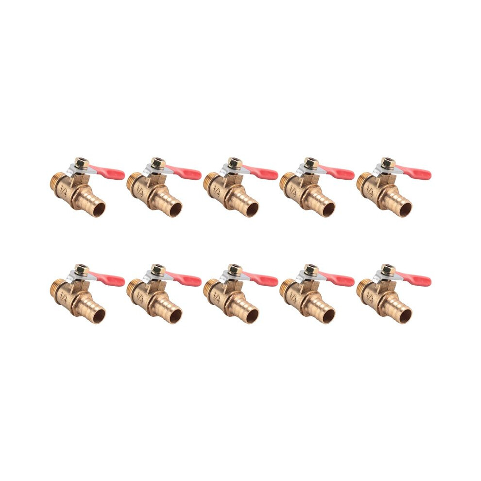 10Pcs 10Mm X 1/4 Inch Pt Male Thread Full Port Lever Handle Hose Barb Brass Valve 4712881124176