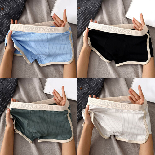 Boxer pour hommes, sous-vêtements côtelés-gris clair M 2