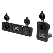 2 Set Flush Mount Anderson Plug Socket Double USB Charger Socket Panel for Caravan Boat Truck