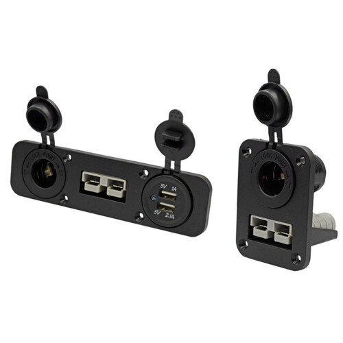 2 Set Flush Mount Anderson Plug Socket Double USB Charger Socket Panel for Caravan  Boat Truck