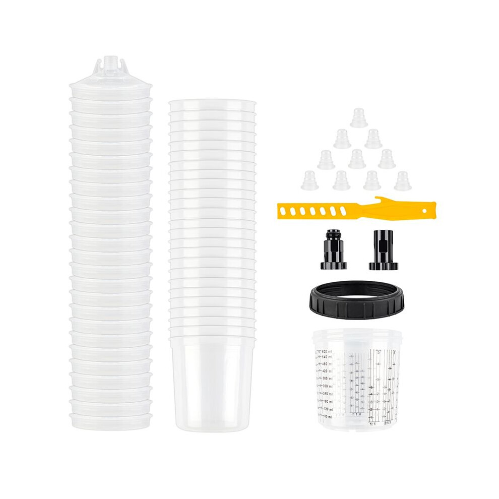 Spray Gun Paint Mixing Cup H/O Quick Cup Airbrush Tank 20.3Oz/600Ml Disposable Cup With 3/8 Spray Gun Cup Adapter 25Pcs 4714239727329