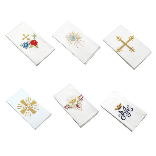 Mouchoir catholique en coton et lin-Symboles eucharistiques 1