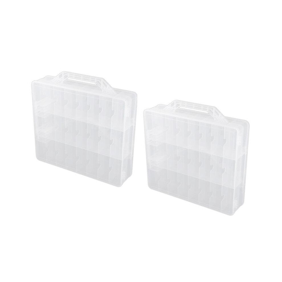 2X 48 Cells 2 Layer Nail Polish Organizer Portable Clear Nail Supplies Needlework Storage Box Adjustable Storage Case