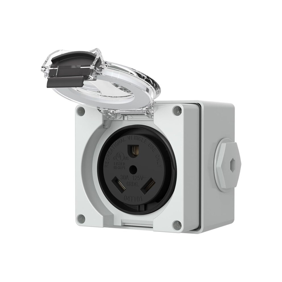 30Amp Power Outlet Box,125Volt Nema Tt-30R Receptacle Outdoor Dustproof And For Electric Vehicles 6033970324900