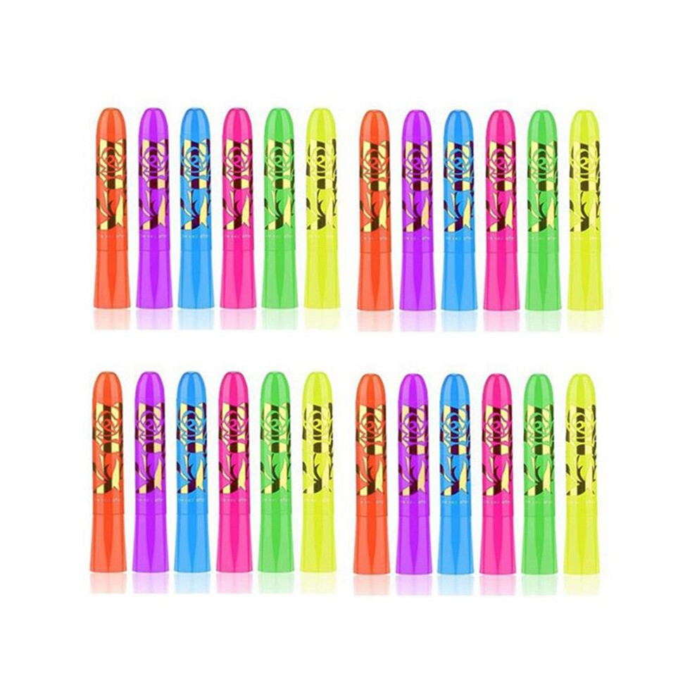 Black 24 Pcs Glow In The Lights Face Paint Crayons Face Body Paint Fluorescent Halloween Masquerade Makeup For Adult
