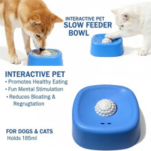 2 Pieces Interactive Slow Feeder Dog Bowl with Rolling  for Liquids, Wet Food & Treats