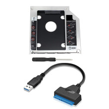 2 Pcs Accessories: 1 Pcs  2Nd HDD HD SSD Enclosure Hard Drive Caddy Case Tray & 1 Pcs  Hard Drive Adapter Cable
