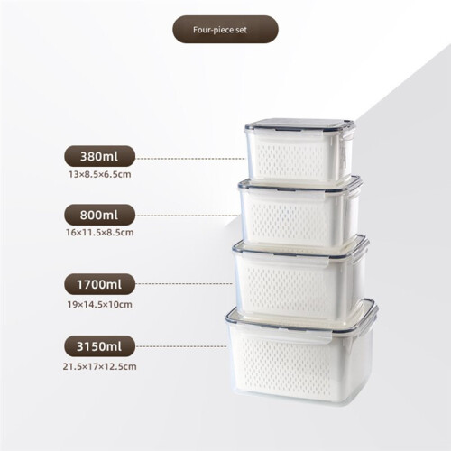 4-Pack Large Fruit Containers for Fridge - Leakproof Storage with Colander for Produce 1