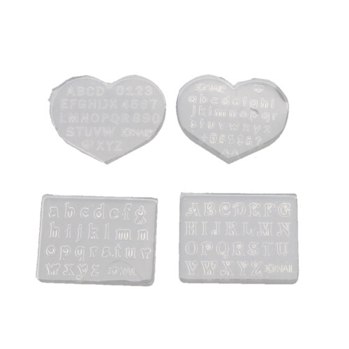 Molde de resina para pingente com letras e números, 3 mm, 2 peças 2