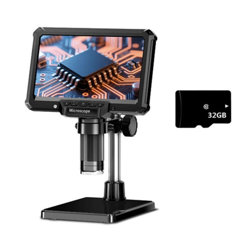 Microscópio de Vídeo HD de 7 Polegadas com Luzes para Reparo de PCB, Moedas, Plantas e Suprimentos para Coleção de Moedas B