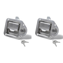 2X Trailer Toolbox Handle with Lock Highly Tool Box Paddle Lock 4-3/8Inch X 3-1/4Inch with 2 Key 4 Rivet