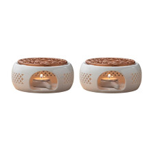 2X Ceramic Teapot Warmer Holder Base Tea Warmer Insulation Base Tea Coffee Water Warmer Candle Heating Base Holder