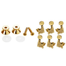 8Pcs Guitar Parts Golden: 2Pcs Electric Acoustic Guitar Bass Strap Button Screw Lock Pins Pegs Pads & 6Pcs Guitar String Tuning Key Pegs/Machine
