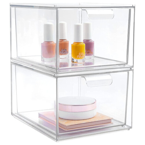 2PCS K Cup Organizer Coffee Pod Storage Container Stackable Drawers for Creamer Suger Coffee Bar Organizer