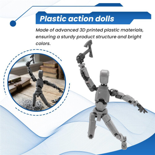 Robot Action Figure, 3D Printed with Full Articulation for Stop Motion Animation Gray 1