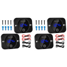4-Pack LED Digital Voltmeter med Kontaktbrytare, 12V 24V Bilvoltmeter LED Digital Display VattentäT Voltmeterpanel