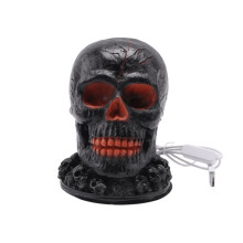 Totenkopf-Flammen-Tischlampe, Halloween-Deko-Totenkopf-Lampe, Dekoratives LED-Nachtlicht, Kunstharz-Handwerk, Wiederaufladbar über USB
