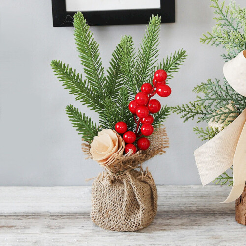 Mini Red Berry Christmas Tree – Plastic Tabletop Decor 1