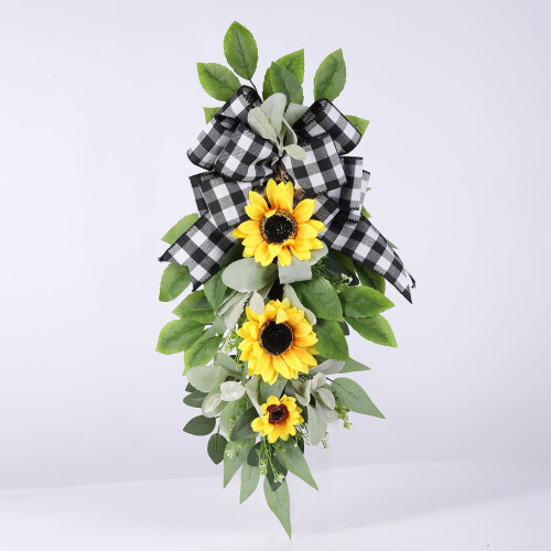 Sunflower swag with eucalyptus leaves 1 piece
