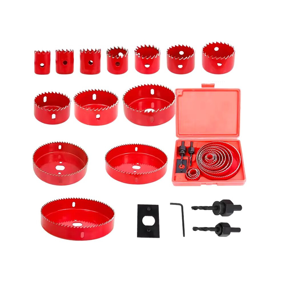 16Pcs Hole Saw Set Cup Wood Crown Drill Bit For Wood Pvc Plastic Metal Woodworking Tools 19-127Mm 6031379129386