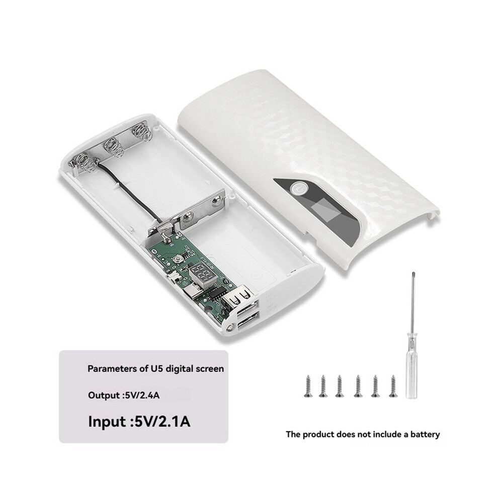 Diy 18650 Battery Power Bank Case Diy Detachable Battery Charger Box For Mobile Phone Power Supply Without Battery White 4713084216675