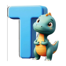 Conjunto de colgantes acrílicos con el alfabeto de dinosaurios (26 letras)