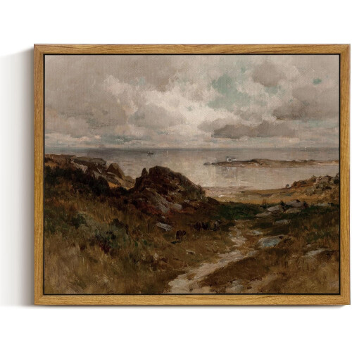 Vintage Leinwandbild, Küstendekor, 23 x 28 cm