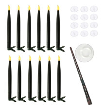 Schwarze, schwimmende LED-Kerzen mit Zauberstab-Fernbedienung – 12