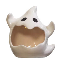 Suport de lumânare ceramic în formă de fantomă pentru decor de Halloween