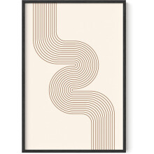 Wanddeko im Mid-Century-Modern-Stil mit Linienzeichnung, 24 x 36 Zoll, schwarzer Rahmen