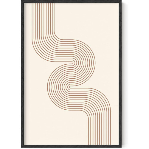 Line Art Wall Decor Mid Century Modern24x36in Black Frame