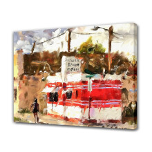 Pôster em tela com vista de rua impressionista, 30x45 cm