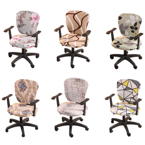 Housse de fauteuil pivotante extensible Leaveforme pour fauteuil de bureau.