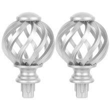 Terminali per asta per tende a forma di gabbia per uccelli in stile vintage - Confezione da 2 pezzi in plastica argentata