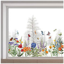 Fensteraufkleber mit Schmetterlingsblume, PVC, 15,35 x 45,67 Zoll