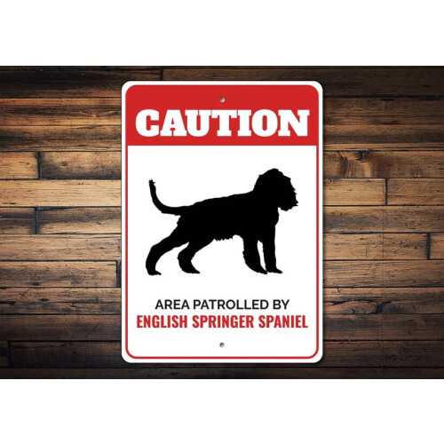 Warnschild aus Metall mit englischem Springer Spaniel