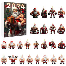 Calendário do Advento de Natal 2024 com 24 enfeites de acrílico