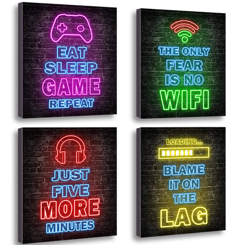 Πακέτο 4 αφισών παιχνιδιών Neon 12x16 ιντσών – Ρετρό βιντεοπαιχνίδι