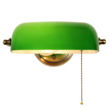 Banker Green Glass Wandleuchte mit verstellbarem Schirm