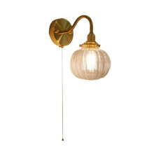 Mid Century Modern Wall Sconce with 3 Color Dimming 220V Transparent Glass Globe Wall Lamp