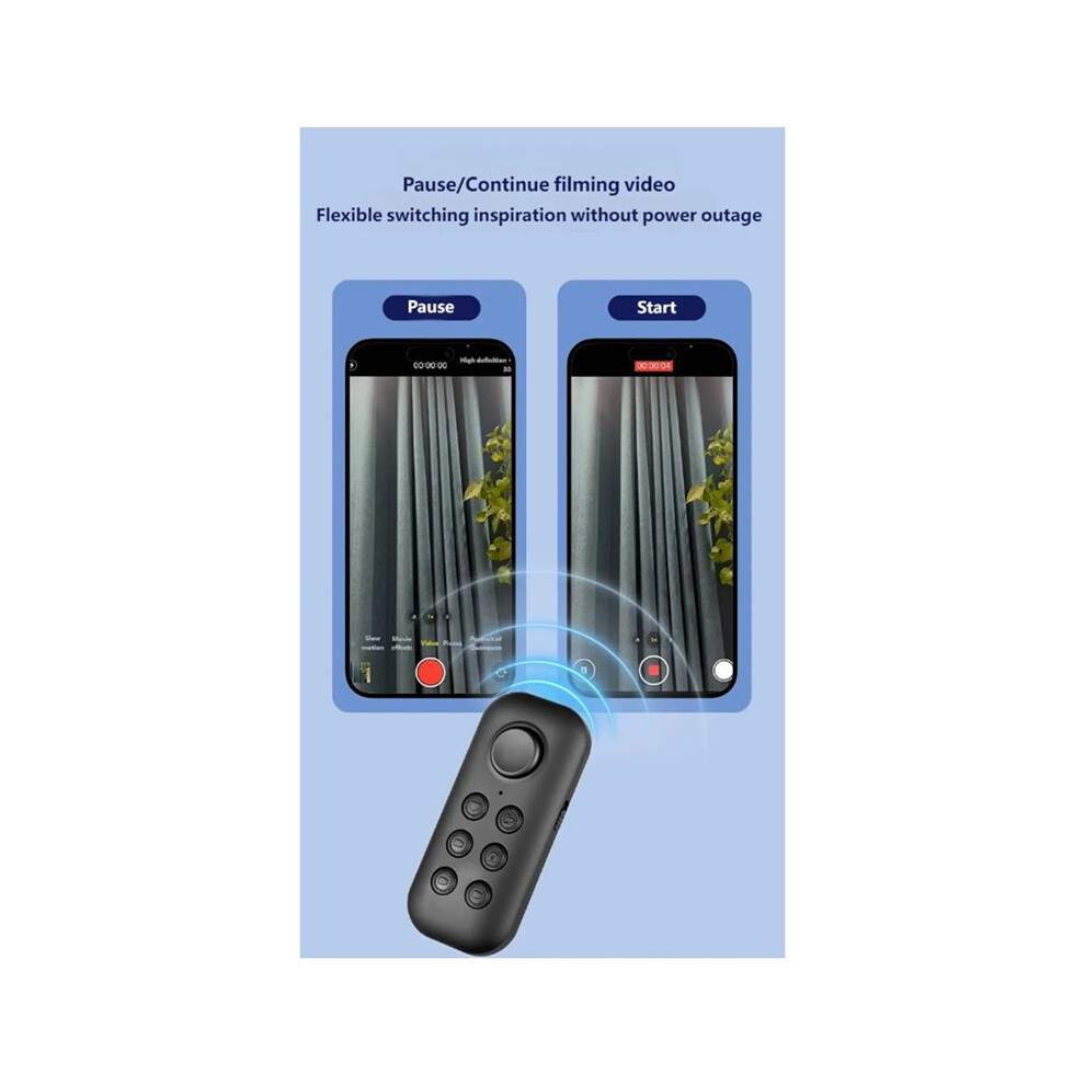 Wireless Remote Control For Video Flipping, Remote Shutter Button For Smartphone/ Remote Photography And Recording Black 6032318029576