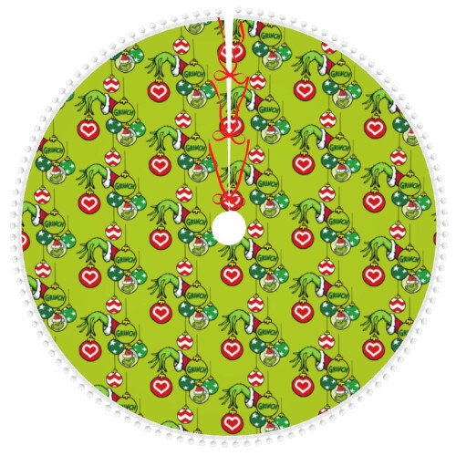 Grinch kerstboomrok met pompons, 122 cm