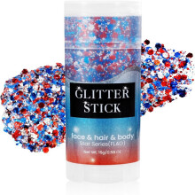 Patriotic USA Flag Face Hair Glitter for Independence Day Memorial Day Veterans Day, 4th of July Outfits and Accessories