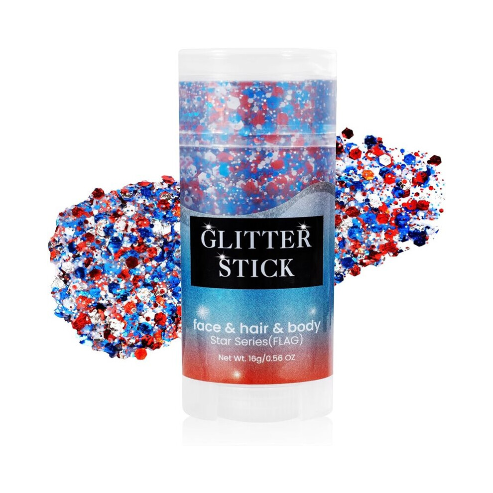 Patriotic USA Flag Face Hair Glitter for Independence Day Memorial Day Veterans Day, 4th of July Outfits and Accessories