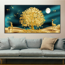 Golden Deer Money Tree Canvas Painting 50x100cm