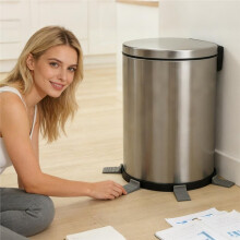 Trash Can Wall Protector No Drill Adhesive Anti-Slip Mat 4Piece Wall Protector Behind Trash Can for Home Bathroom
